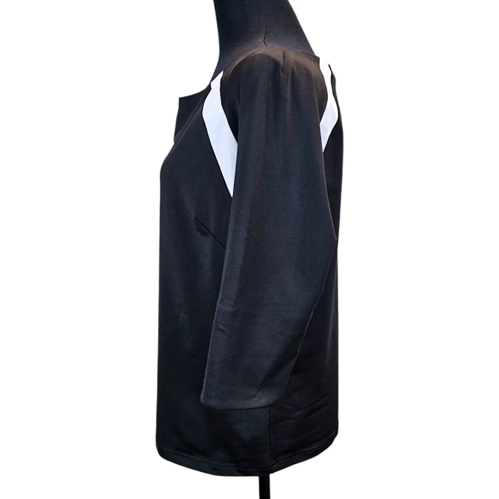 Gretchen Scott Jersey Tee Topper Medium Black 3/4 Sleeves Sporty Athleisure Golf - Picture 5 of 16